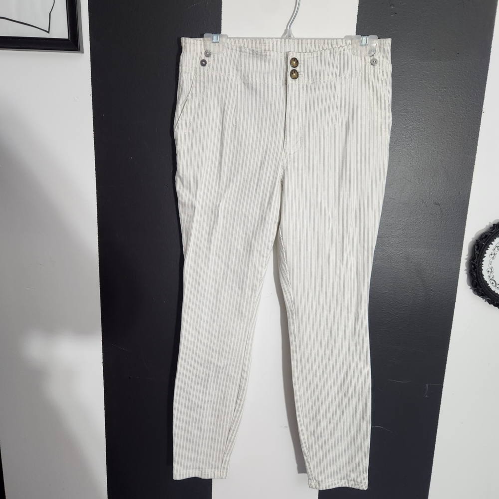 Pilcro and the Letterpress Cream Striped Chinos